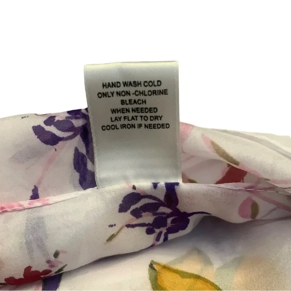 2/$30 Floral Print Tassel White Pink Scarf Wrap Shawl Cottagecore Prairie Boho